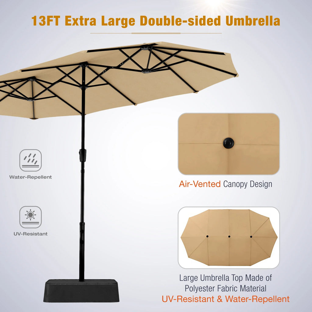 13FT Double Sided Patio Umbrella with Crank Handle Q54667