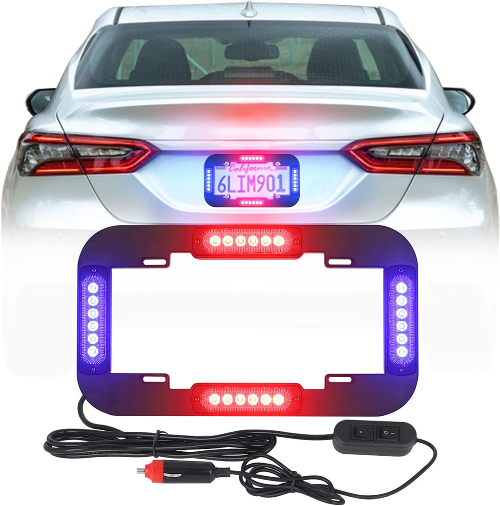 Red and Blue 13.5 inch 24 LED License Plate Strobe Lights Pack of 2 N673373