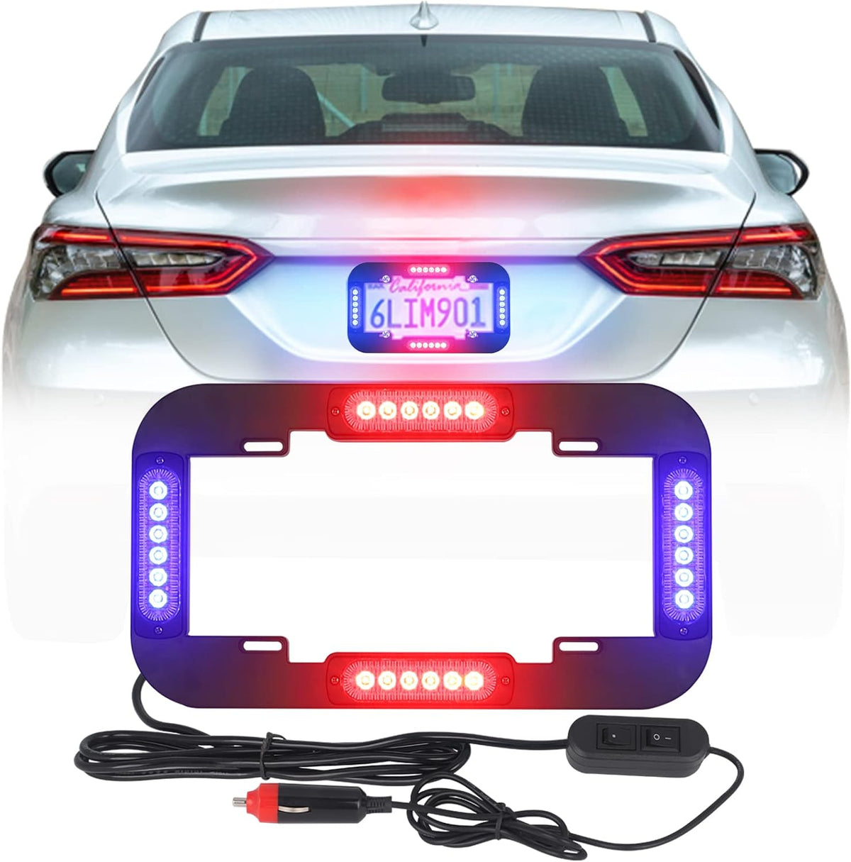 Red and Blue 13.5 inch 24 LED License Plate Strobe Lights Pack of 2 N673373