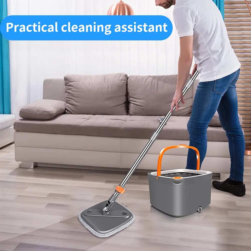 6 Packs Spin Mop and Bucket Set with Self Wringing 360° Rotating Square Mop-Head M75255