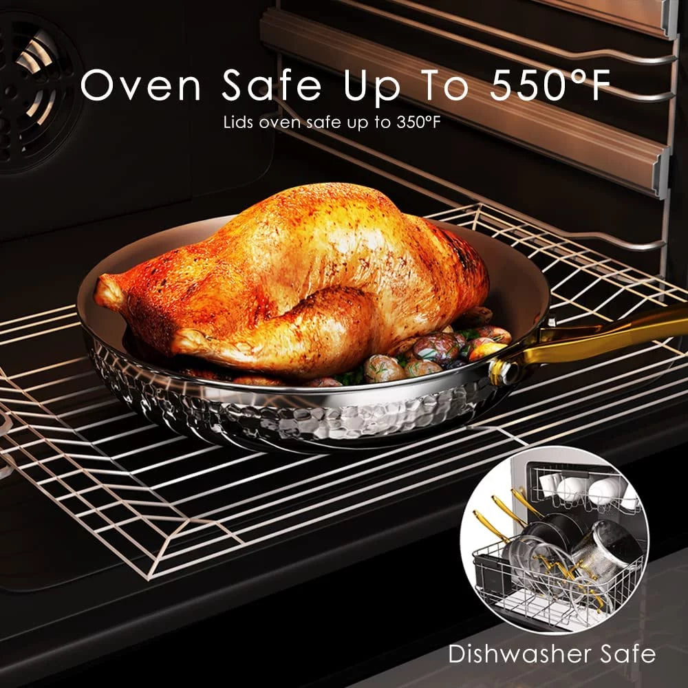 Tri-Ply Stainless Steel Hammered Cookware Set P888