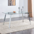 Rectangle Glass Dining Table with Metal Base M584