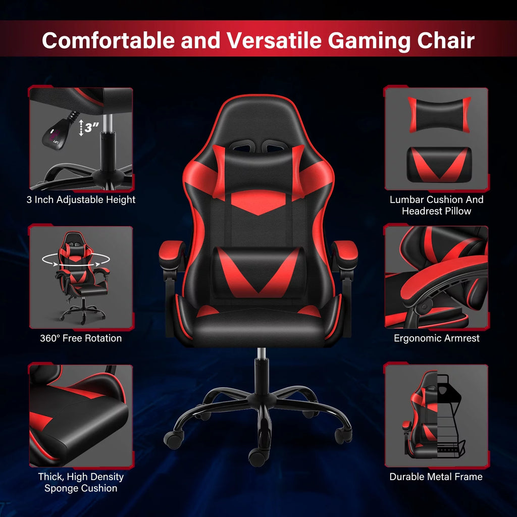 Black Red Ergonomic Adjustable Swivel Gaming Chair G2485
