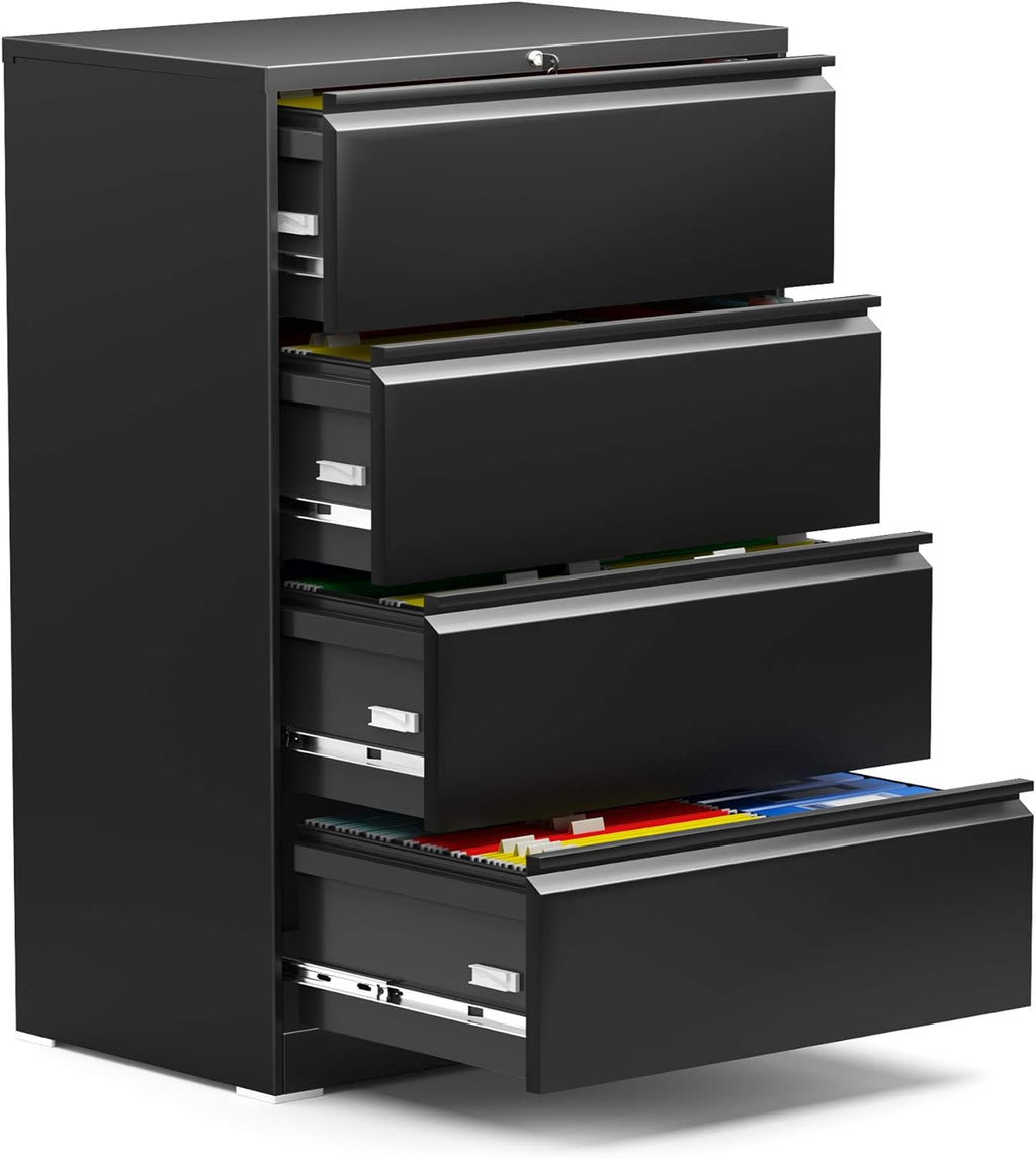 White 4 Drawer Metal Lateral File Cabinet with Lock G833703