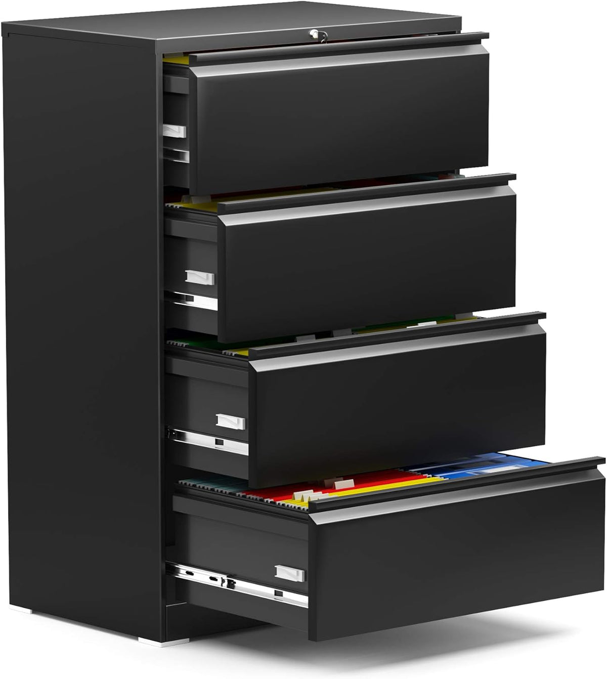White 4 Drawer Metal Lateral File Cabinet with Lock G833703