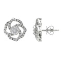 Sterling Silver Diamond Cluster Stud Earrings D47737