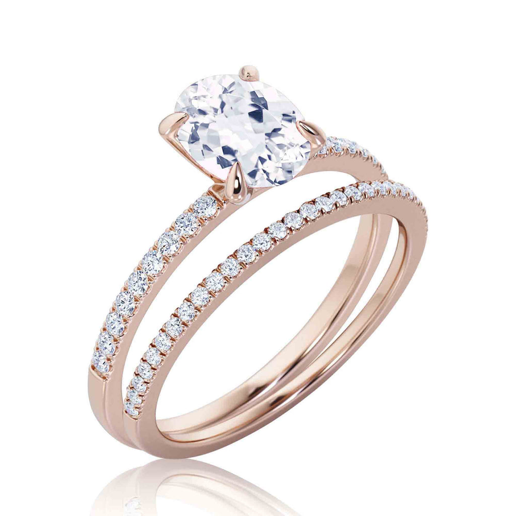 Minimalist 2.00 Carat Oval Diamond Moissanite Engagement Ring in 925 Sterling Silver With 18k Rose Gold Plating I446662