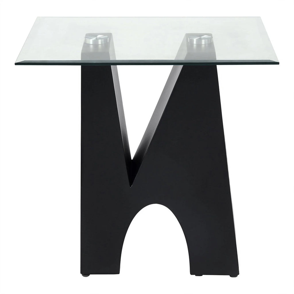 Metal and Glass Top 3-Piece Coffee Table Set in Black V401948