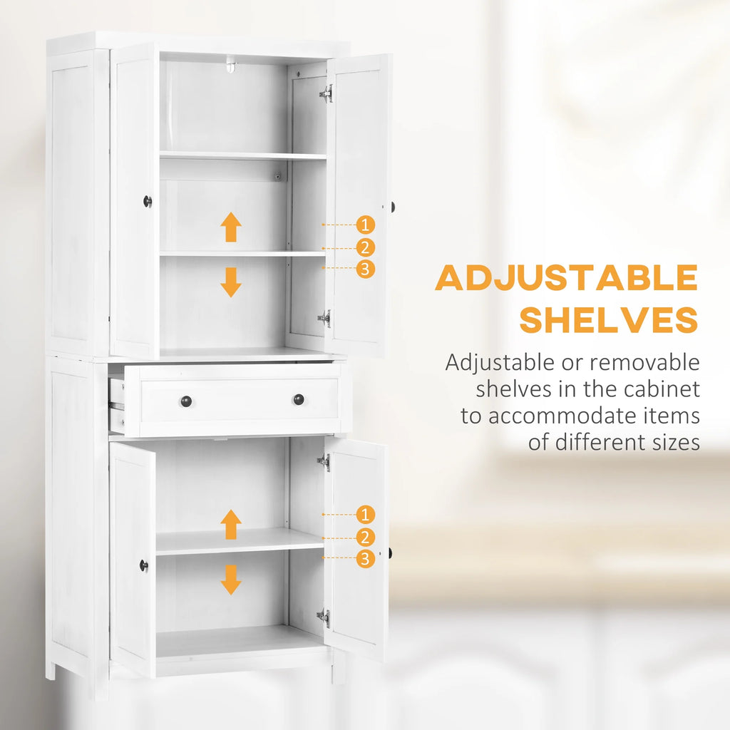 White Pinewood Kitchen Pantry Storage Cabinet T384136