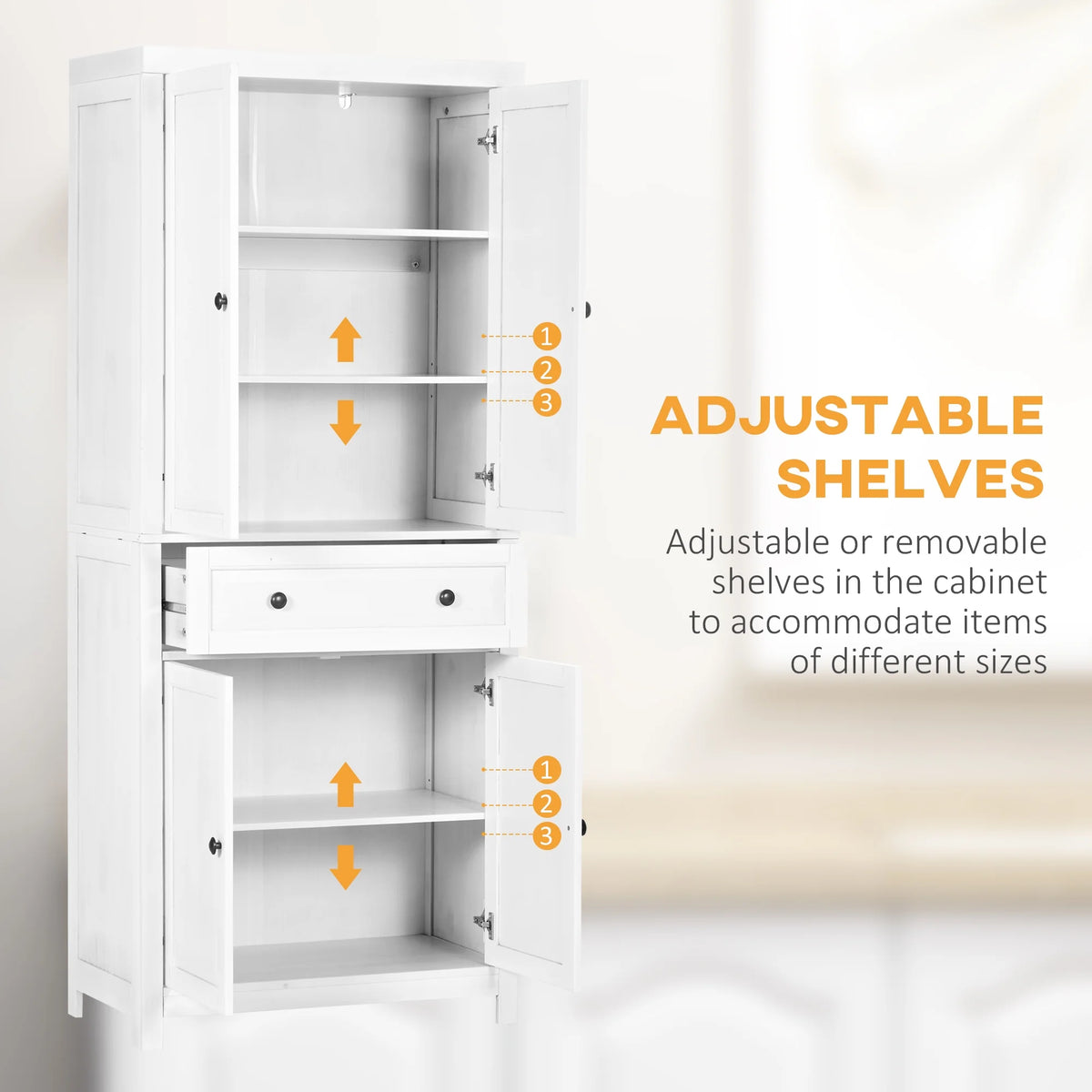 White Pinewood Kitchen Pantry Storage Cabinet T384136