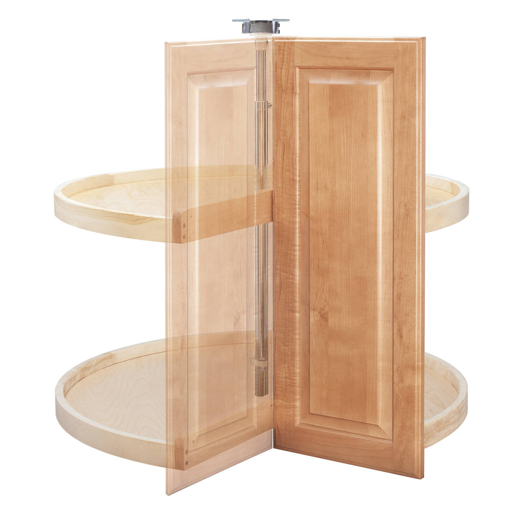 28x22 Wood Pie-Cut Lazy Susan 2-Shelf Set Z284019