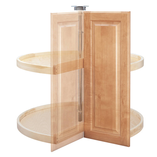 28x22 Wood Pie-Cut Lazy Susan 2-Shelf Set Z284019