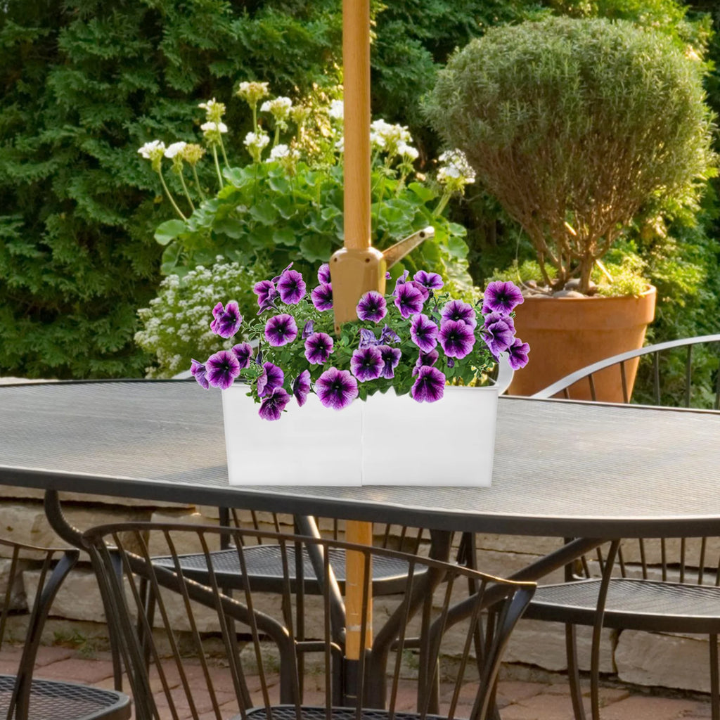White Square Umbrella Planter I27908