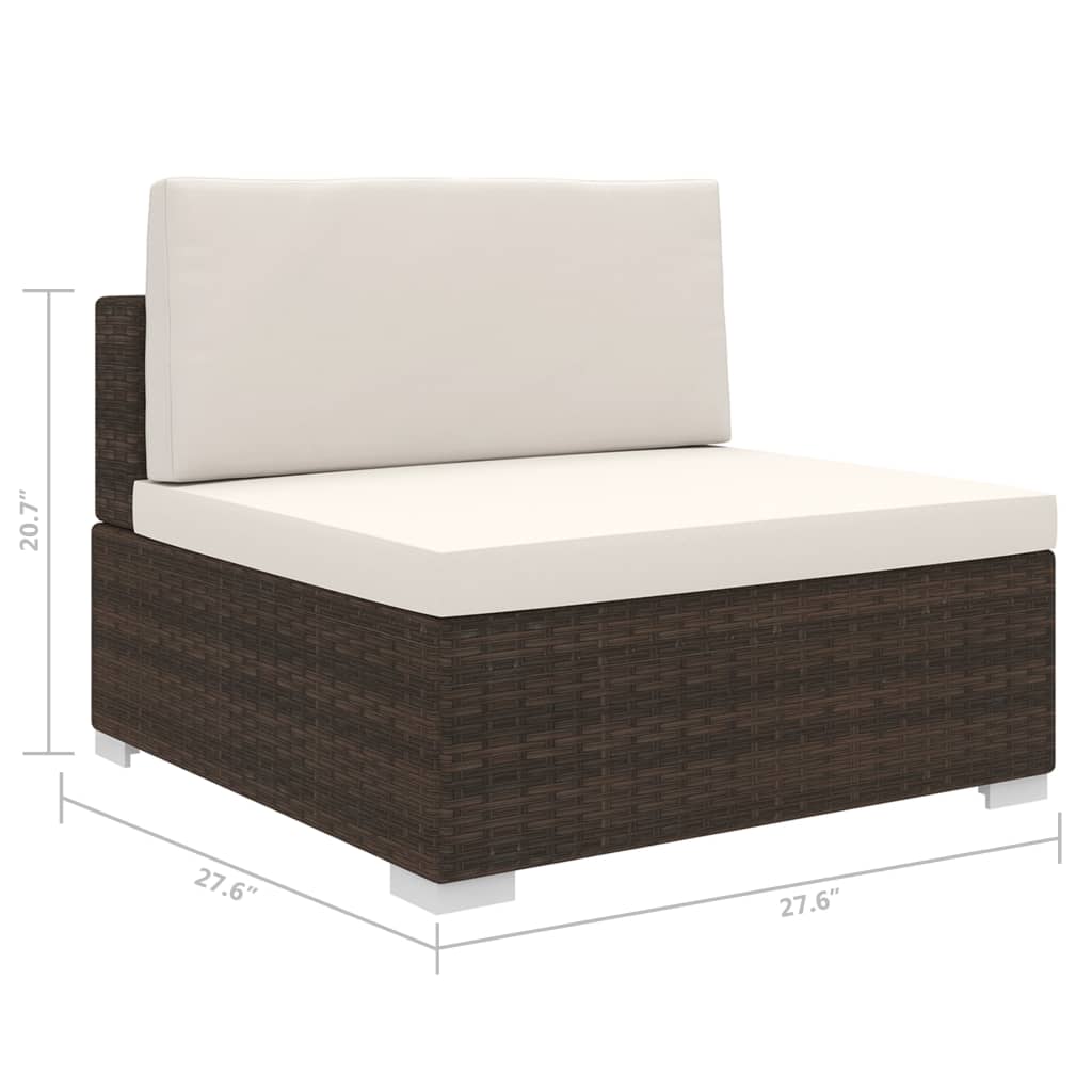 Brown Poly Rattan Sectional Middle Seat with Cushions R370894