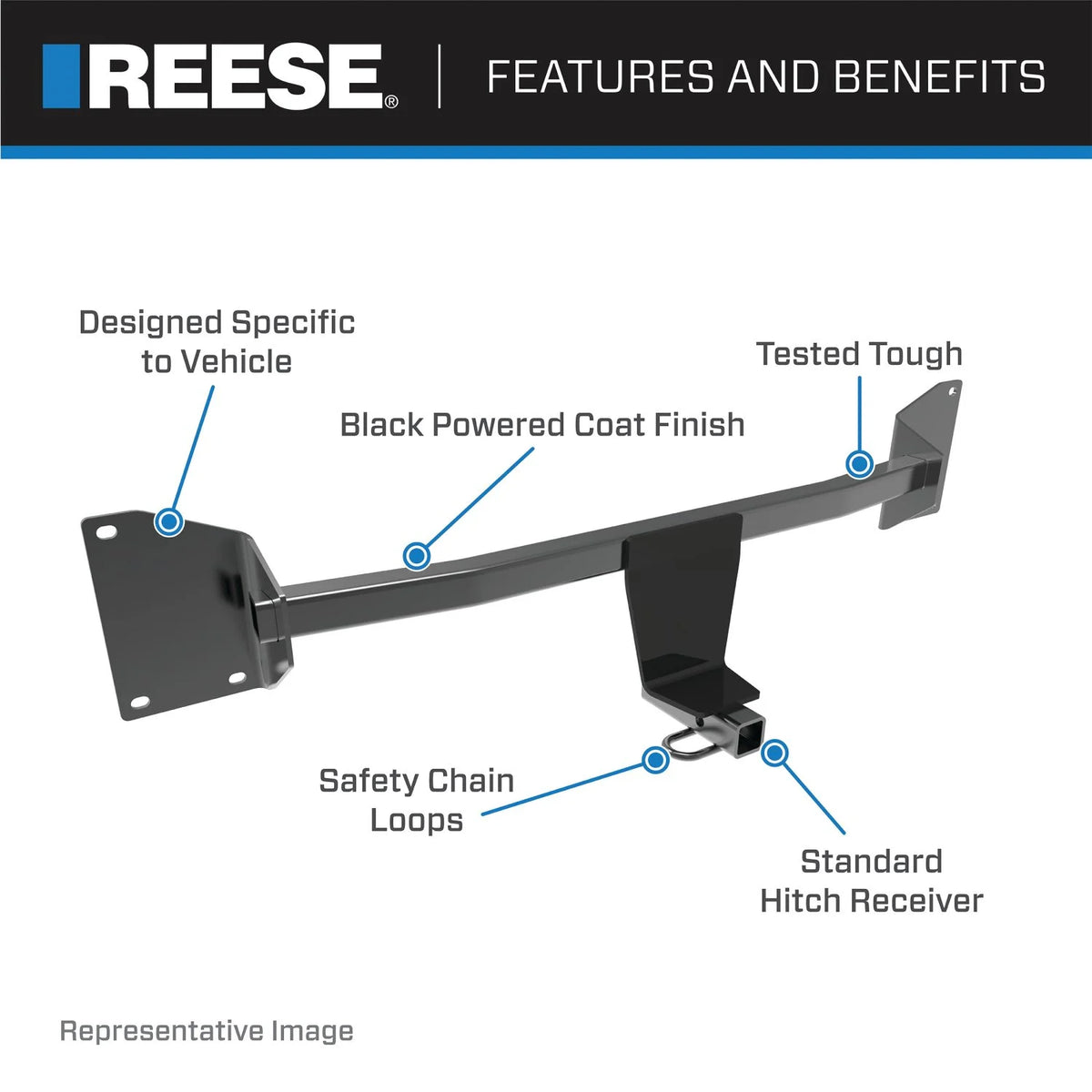 Class 1 Trailer Hitch, 1-1/4 Inch Square Receiver, Black R898300
