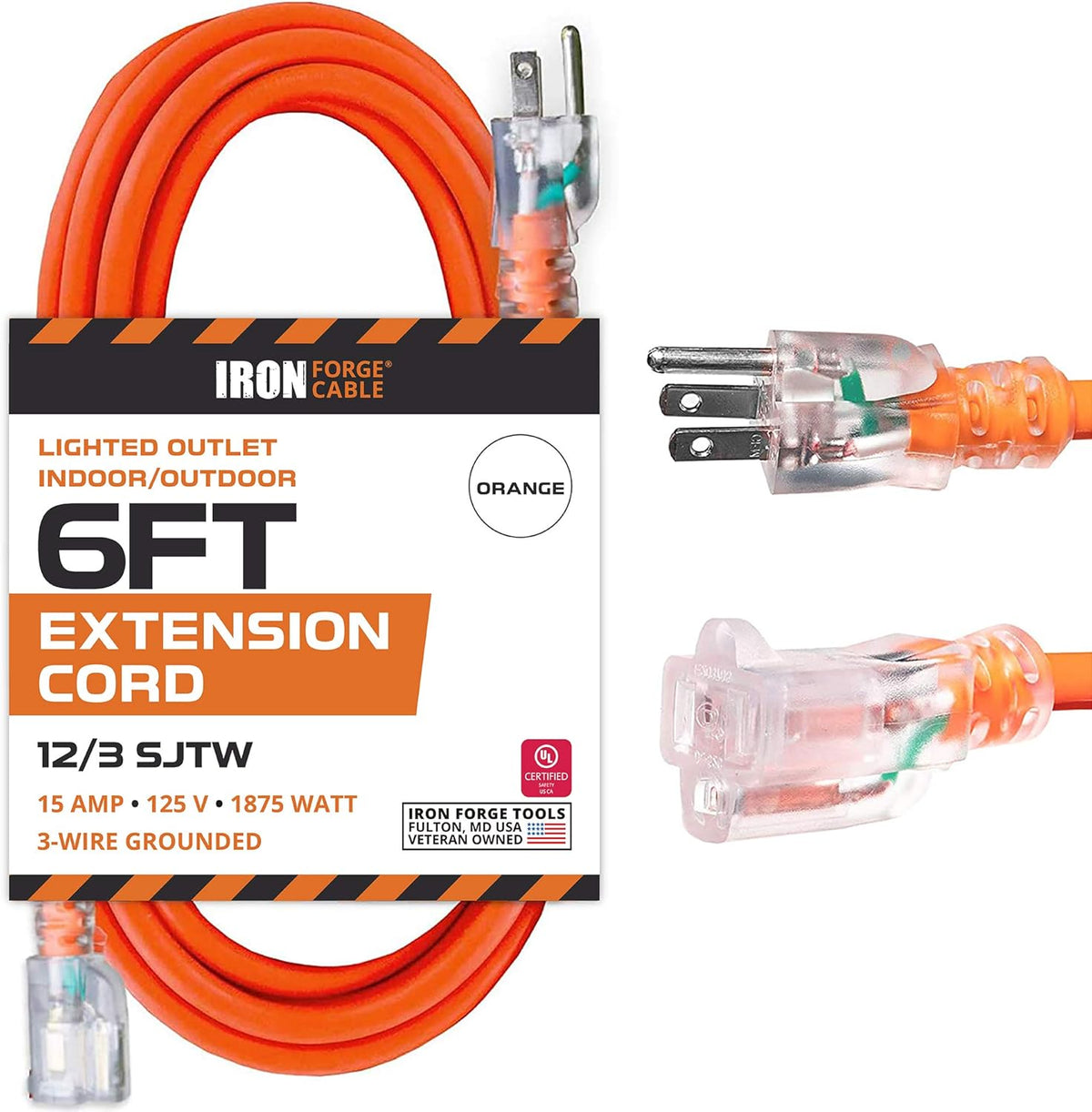 100 Ft 12/3 SJTW Heavy Duty Yellow Extension Cord with 3 Prong Grounded Plug B19152
