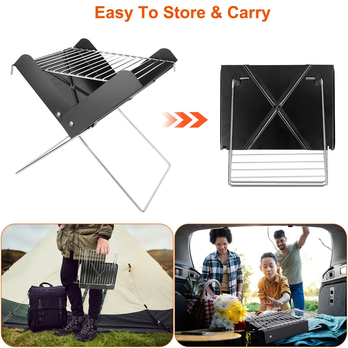 Foldable Mini Stainless Steel BBQ Grill J78068