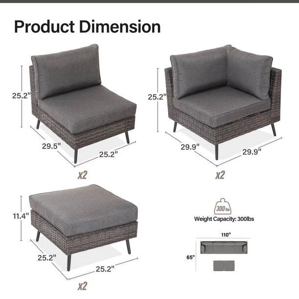 7 Pieces Patio Conversation Set with 6 Chairs and 1 Coffee Table I441439
