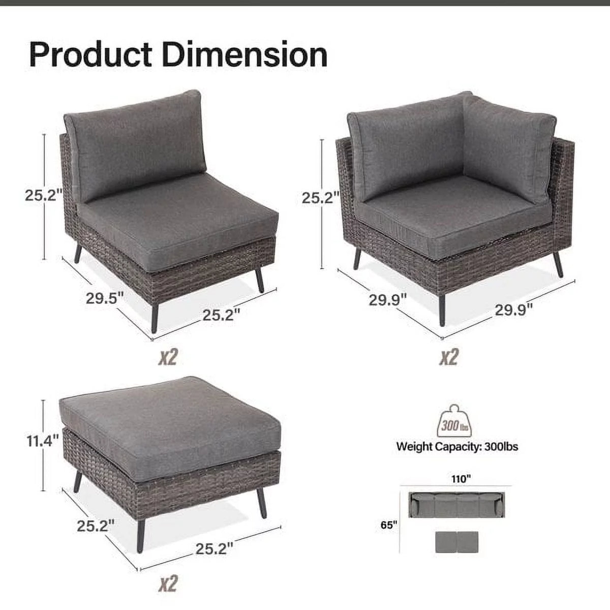 7 Pieces Patio Conversation Set with 6 Chairs and 1 Coffee Table I441439