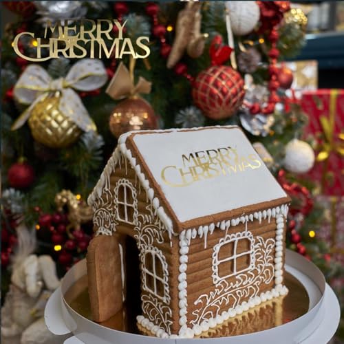 10Pcs Christmas Cake Toppers Acrylic Mirror Gold Silver C778