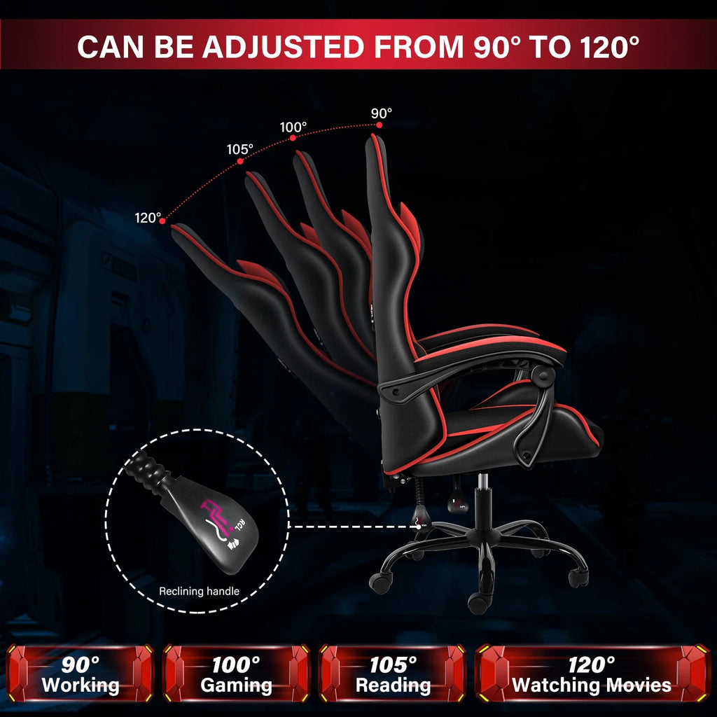 Black Red Ergonomic Adjustable Swivel Gaming Chair G2485