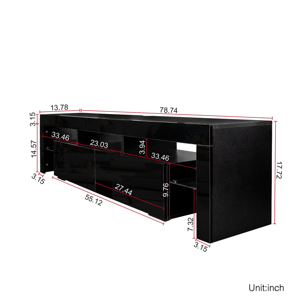 Black Modern LED TV Stand up to 80'' W731