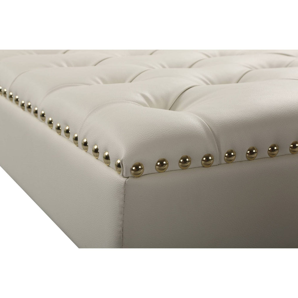 White PU Button Tufted Square Ottoman H1307