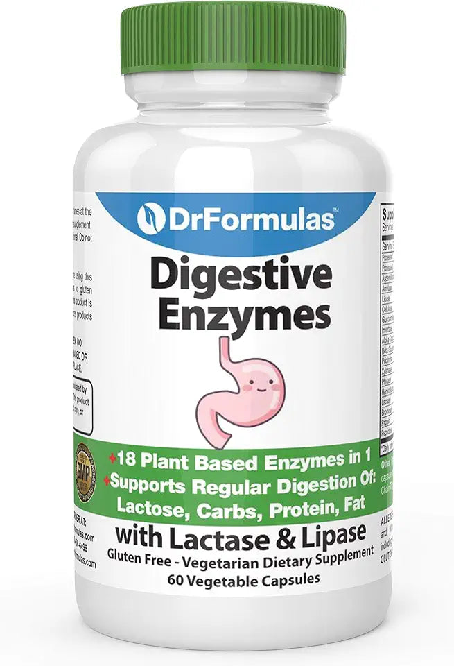 Digestive Enzymes with Lactase, Amylase, Lipase, Bromelain, Protease, 60 Capsules L423