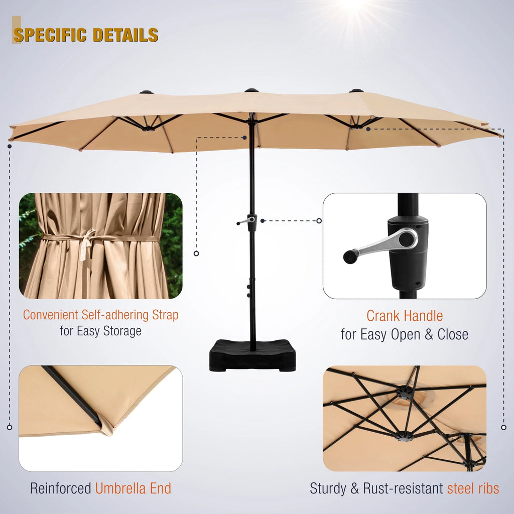 13FT Double Sided Patio Umbrella with Crank Handle Q54667