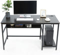 Rustic Brown 55 Inch Computer Desk with Power Outlet and Storage Shelves Q60356
