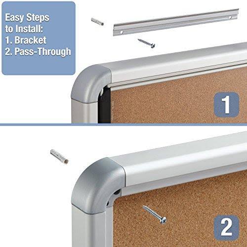 Enclosed Cork Bulletin Board with Swing Door, 30 x 27, Silver Aluminum Frame O406