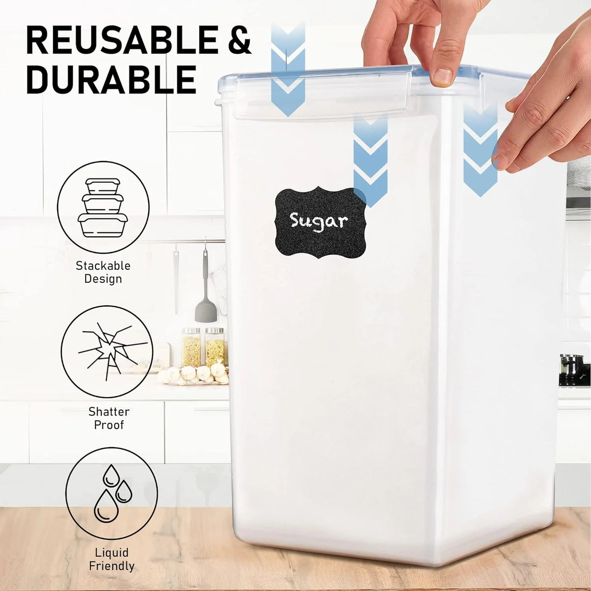 8.5L/287Oz Extra Large Airtight Food Storage Containers, 2 PACK with Lids A883281