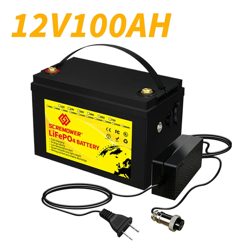 12V 100AH LiFePO4 Lithium Battery with 100A BMS J571571