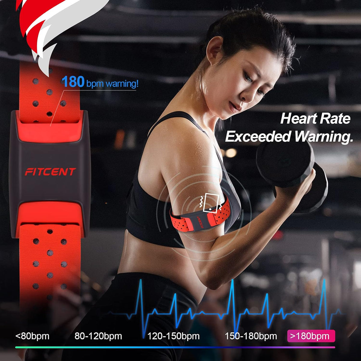 Heart Rate Monitor Armband, Bluetooth ANT+ Optical Sensor, Pack of 2 Q3979