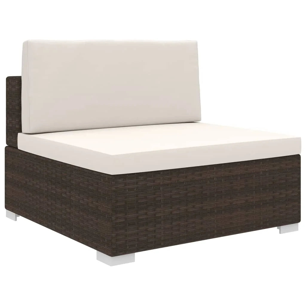 Brown Poly Rattan Sectional Middle Seat with Cushions R370894