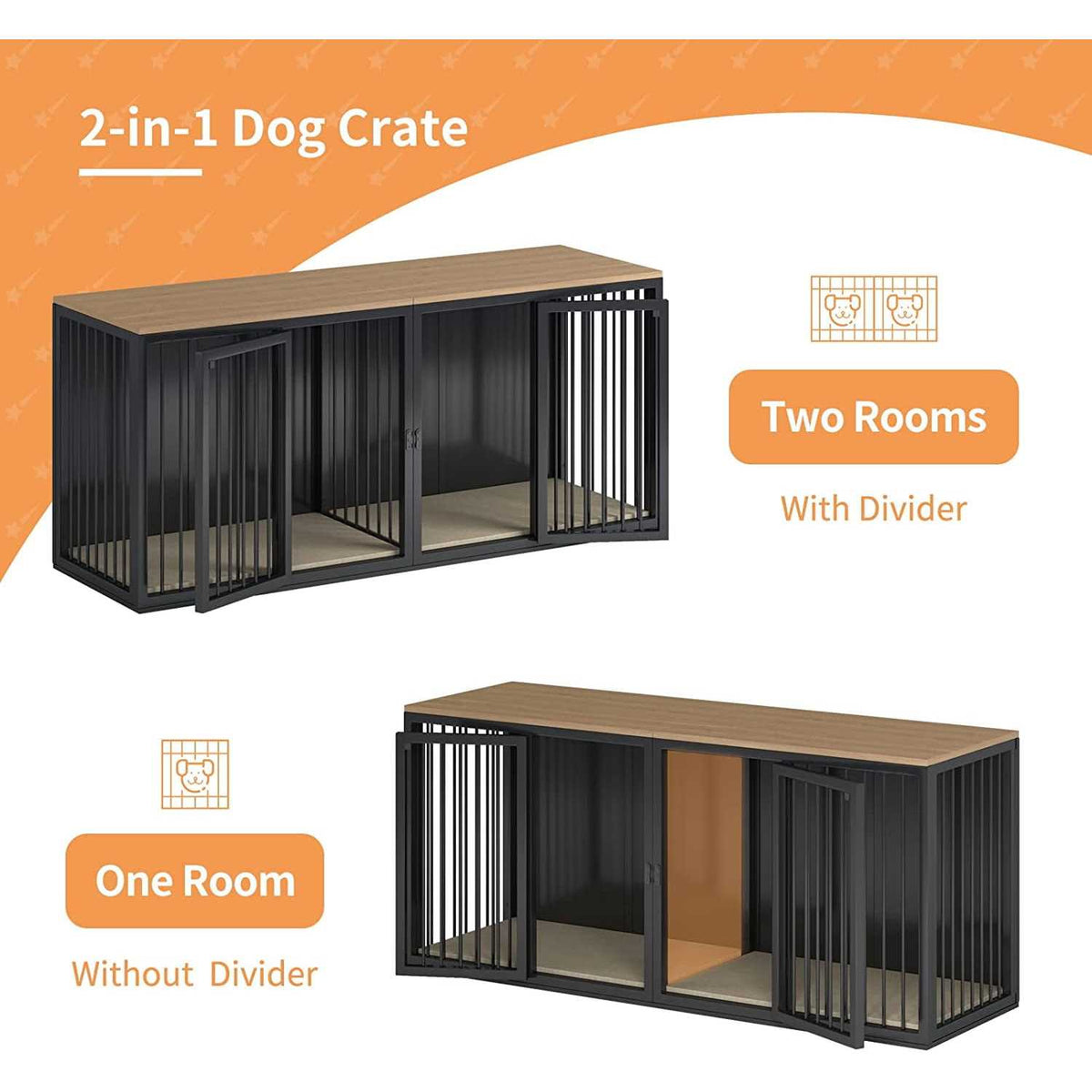 Wooden Dog Crate Table with Double Doors H263997