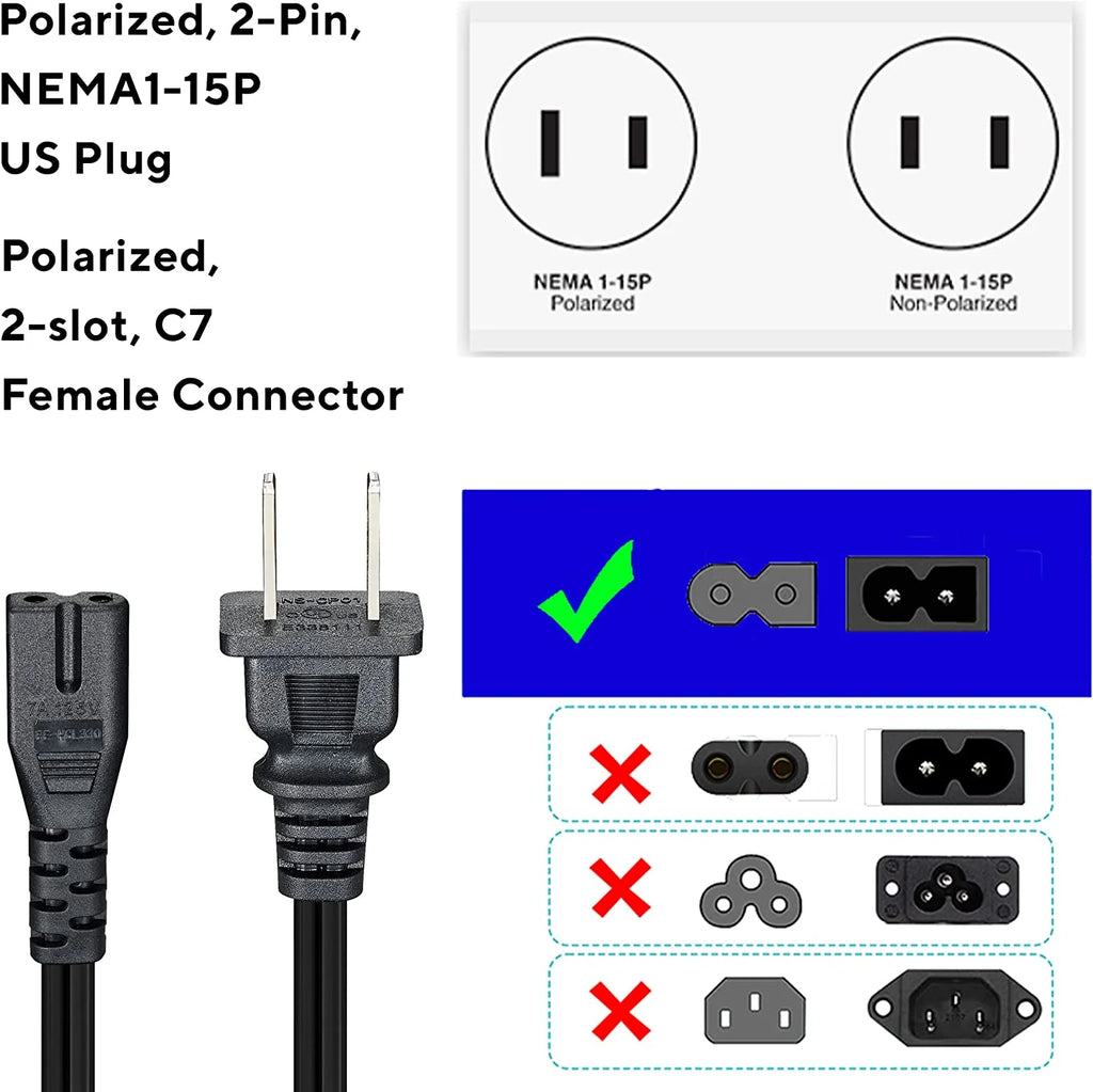 6FT 2 Prong Polarized Power Cord F29466