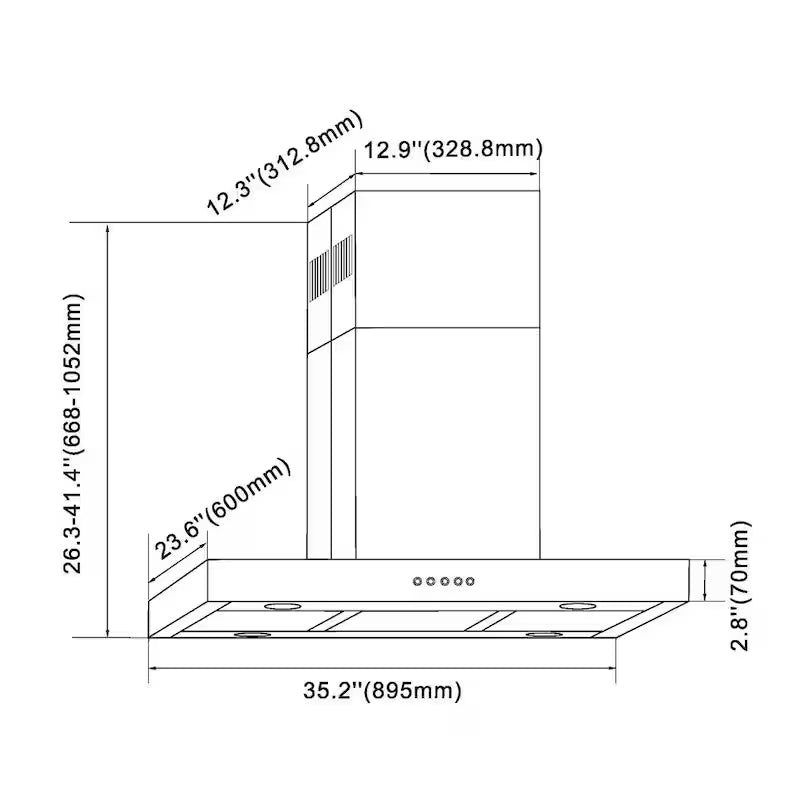 36 in. 350CFM Convertible Stainless Steel Range Hood with LED Lighting Q4315