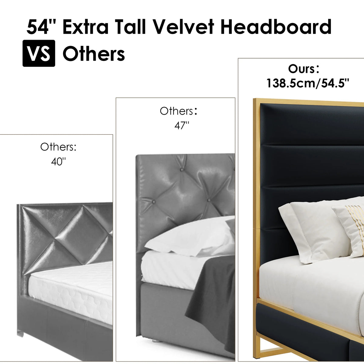 Queen Size Black Velvet Upholstered Platform Bed L704769