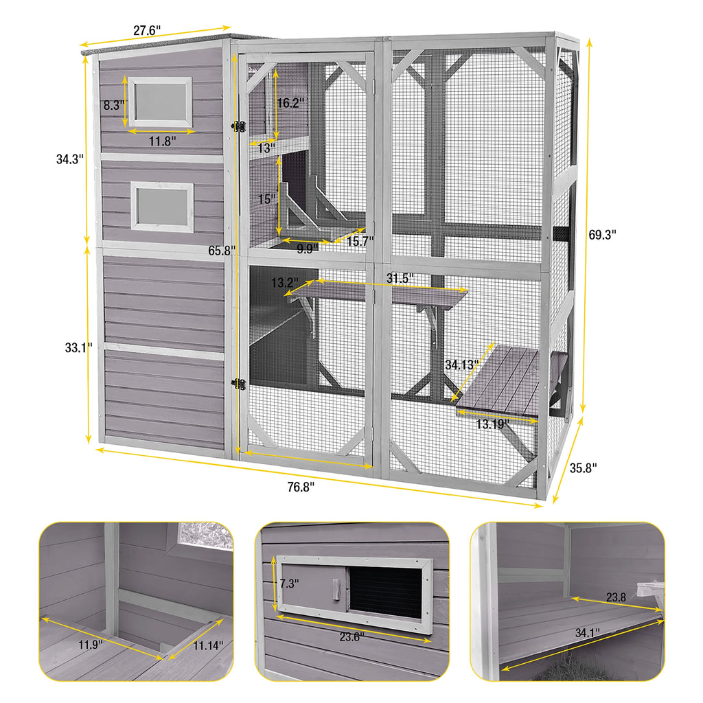 70''H 4 Tiers Outdoor Cat Cage K783923