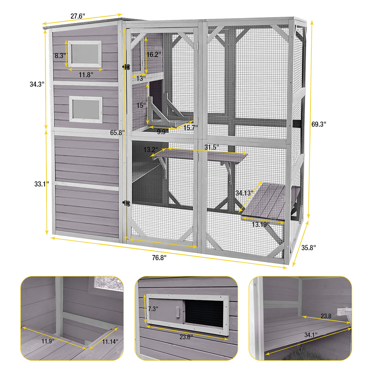 70''H 4 Tiers Outdoor Cat Cage K783923