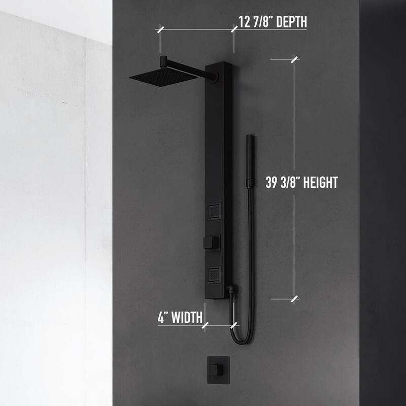 Matte Black 2-Jet Shower Panel System with Hand Shower Wand R495