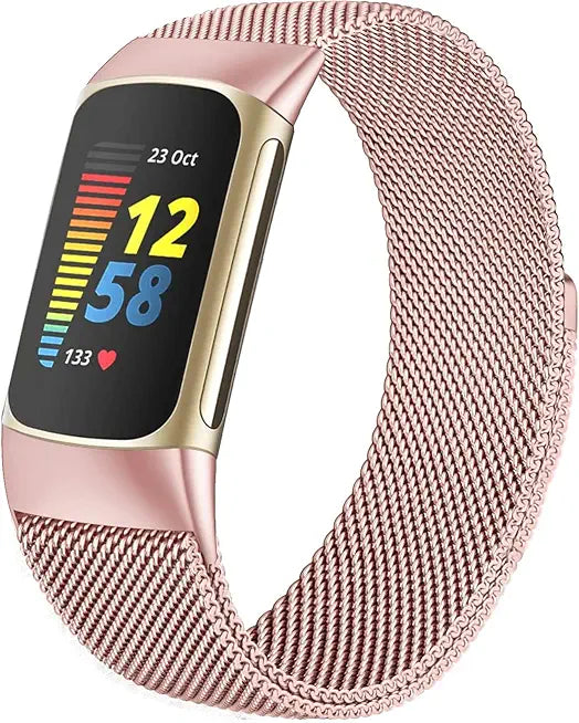 Compatible with Fitbit Charge 6/Charge 5 Metal Mesh Milanese Loop Adjustable Strap G931