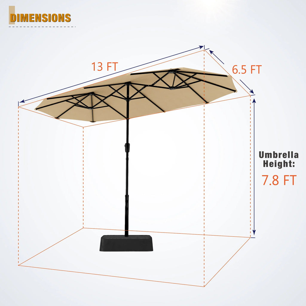 13FT Double Sided Patio Umbrella with Crank Handle Q54667