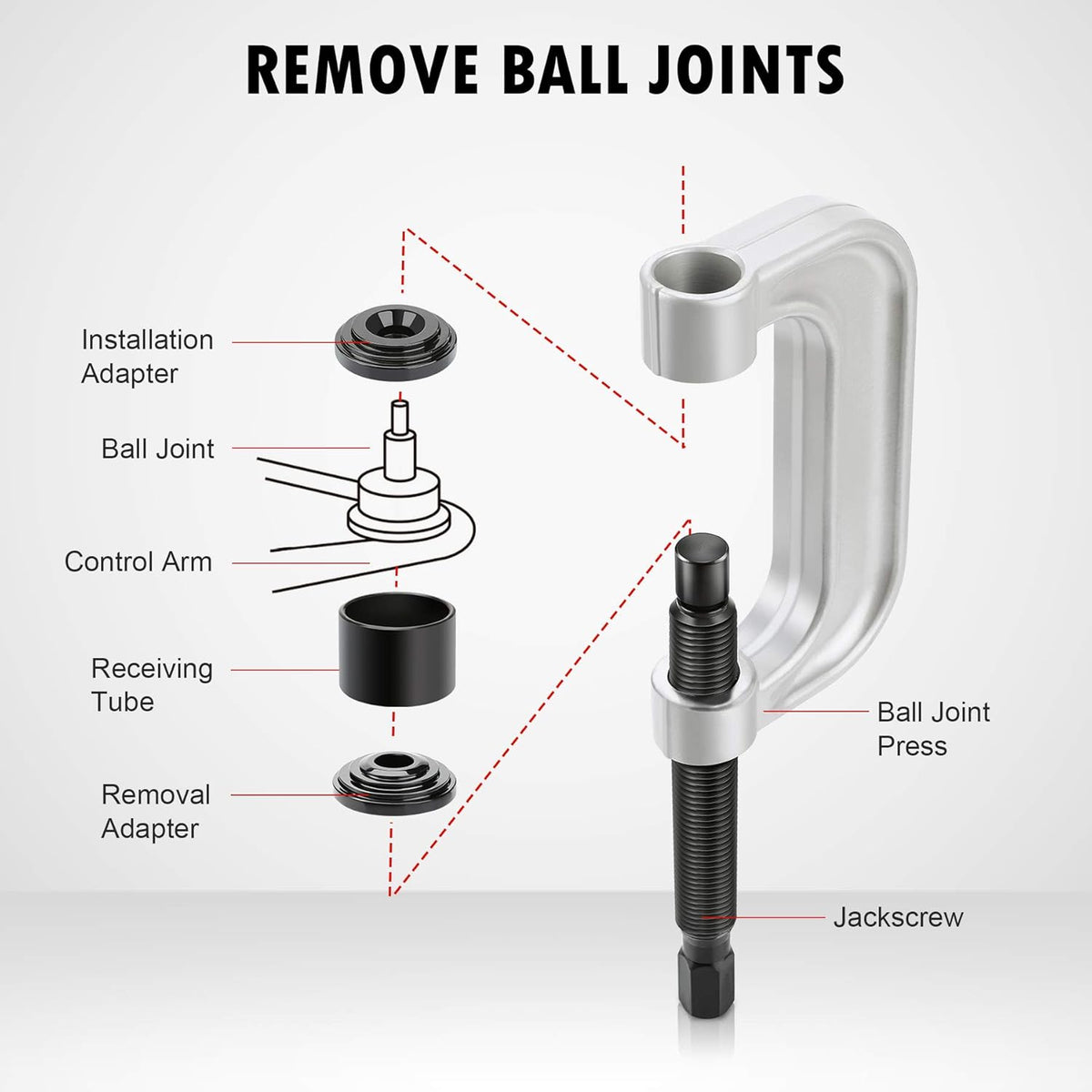 Ball Joint Press & U Joint Removal Tool Kit with 4wd Adapters, Pack of 2 Y564359