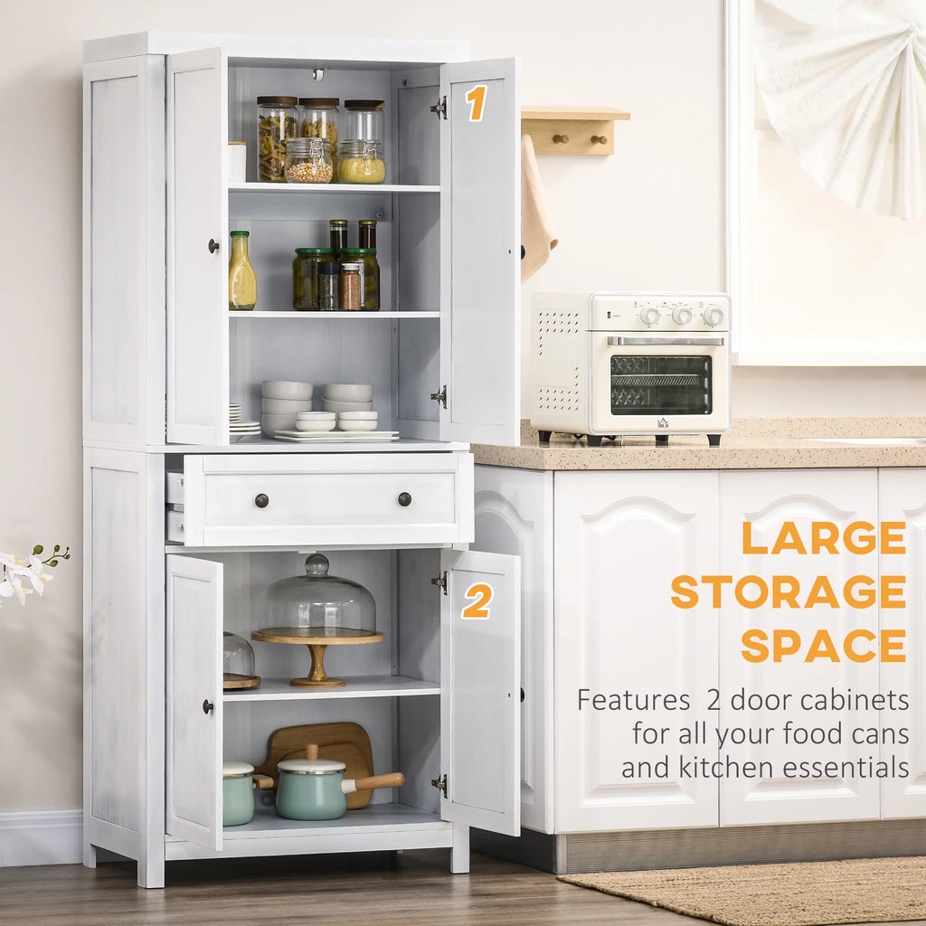 White Pinewood Kitchen Pantry Storage Cabinet T384136