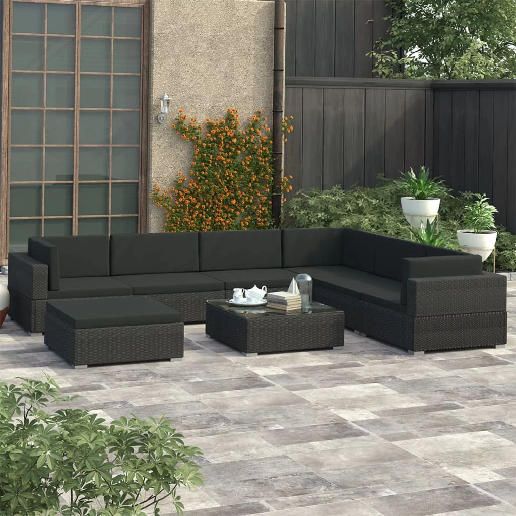 8 Piece Poly Rattan Patio Lounge Set with Cushions S103359