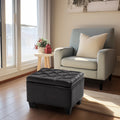 Black Faux Leather Storage Ottoman B781