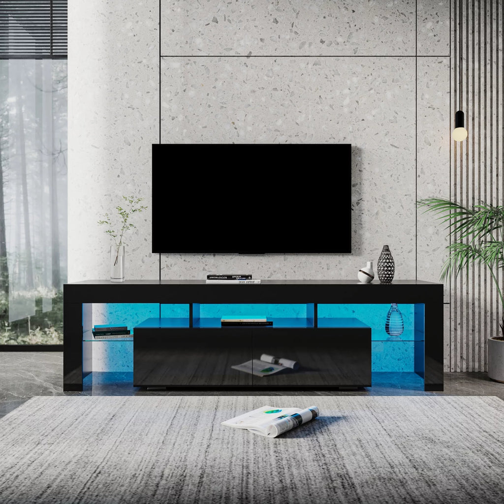 Black Modern LED TV Stand up to 80'' W731