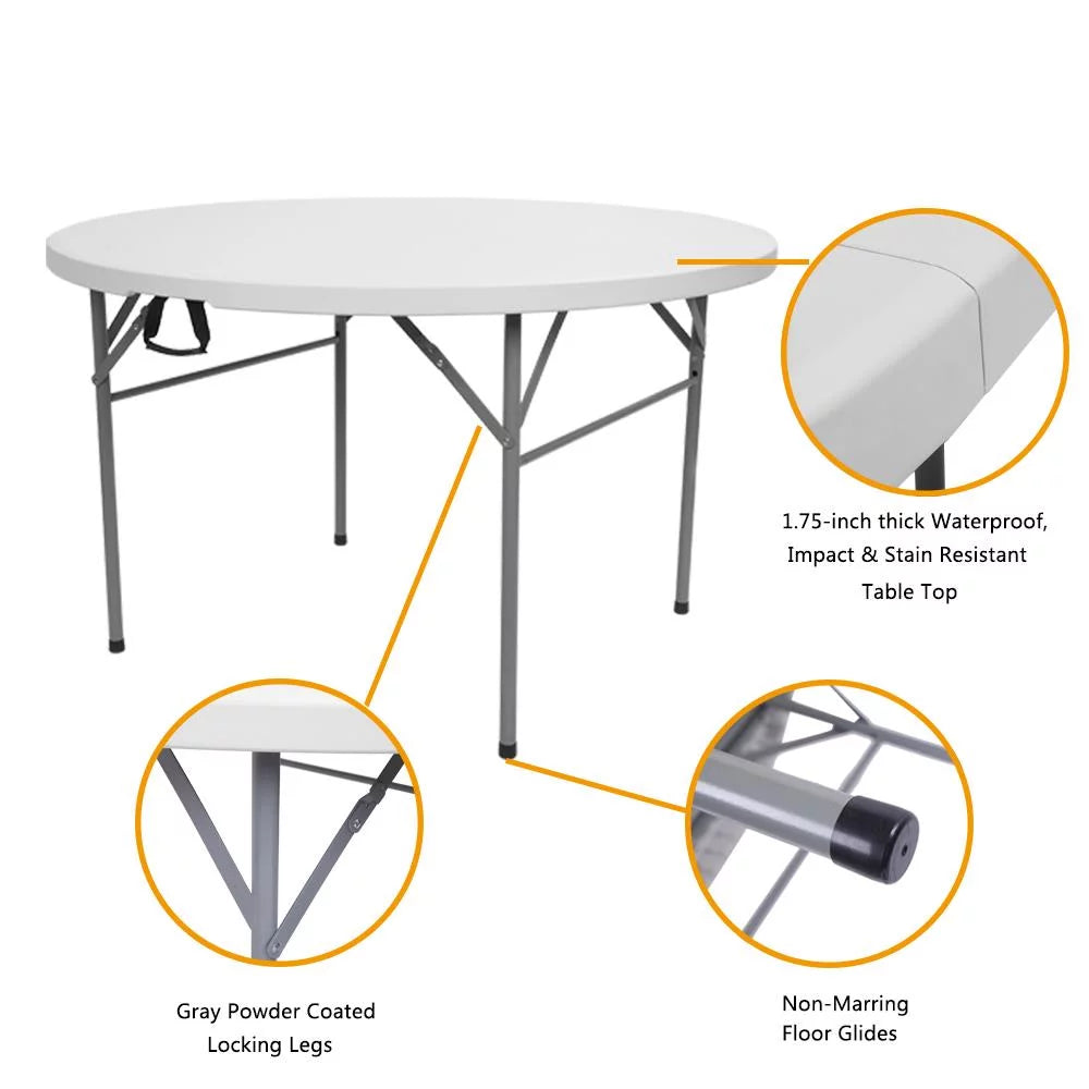 48" Round White Folding Plastic Table O541528